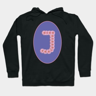 Letter J Pink Gerbera Daisy Monogram Hoodie